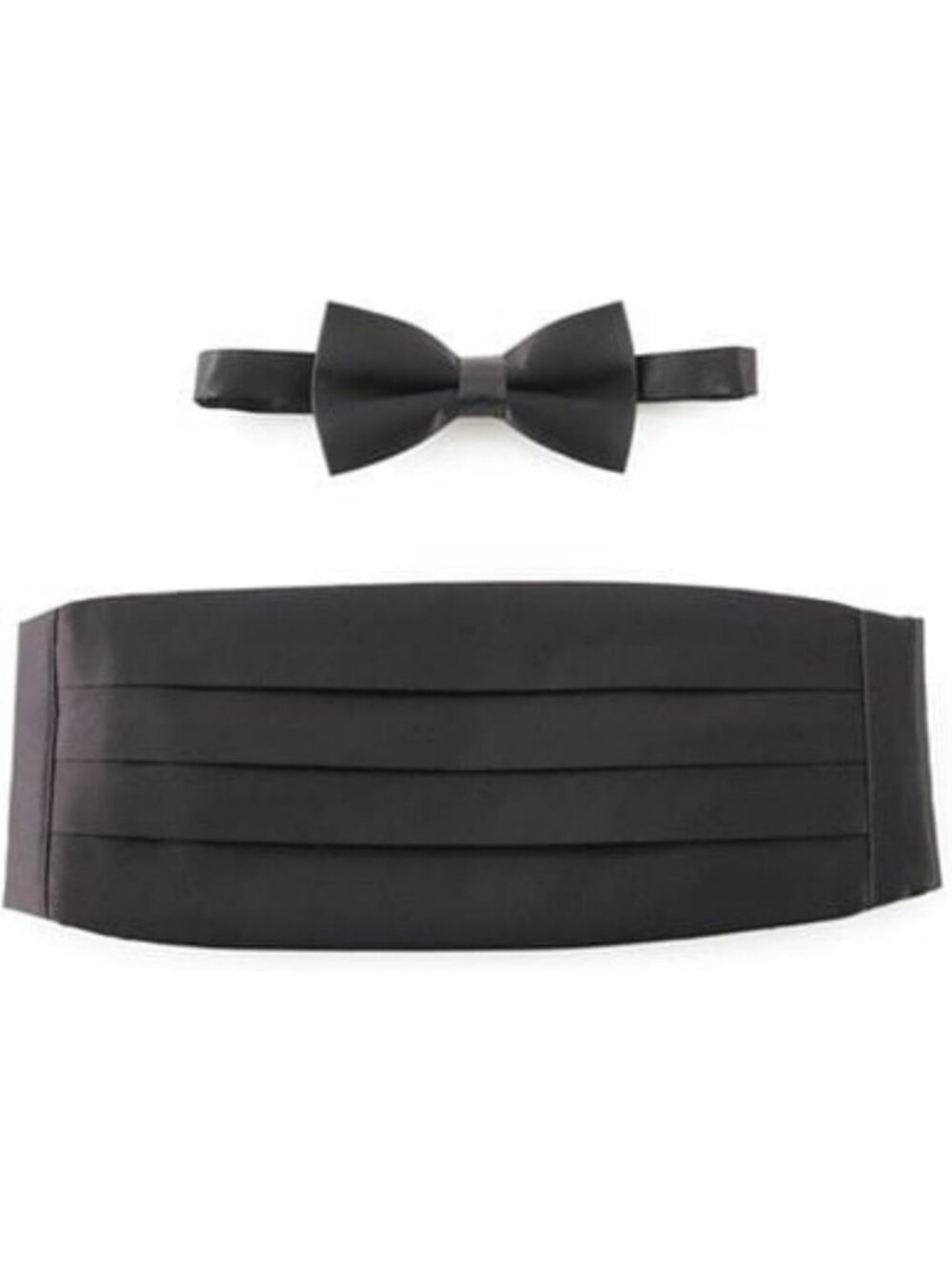 Elegant Black Satin Cummerbund & Pre-Tied Bow Tie Set for Big & Tall Men